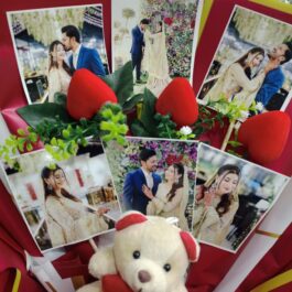 Polaroid Photo Bouquet with Teddy & Heart Flowers