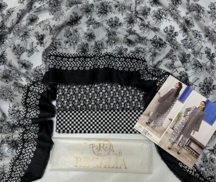 Regalia Lawn Black White Digital Print Lawn Suit 2025 Vol. 05 – 3‑Piece Unstitched - Image 2