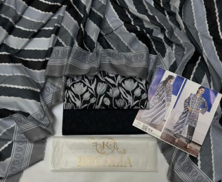 Regalia Lawn Black White Digital Print Lawn Suit 2025 Vol. 05 – 3‑Piece Unstitched - Image 6