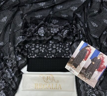 Regalia Lawn Black White Digital Print Lawn Suit 2025 Vol. 05 – 3‑Piece Unstitched - Image 4