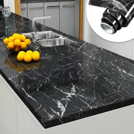 Self Adhesive Marble Sheet For Kitchen / Waterproof Anti Oil & Heat Resistant Wallpaper Sheet - Image 3