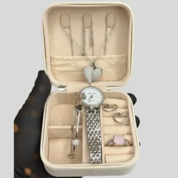 Elegant Heart & Stone 5-Piece Women’s Jewelry Gift Set